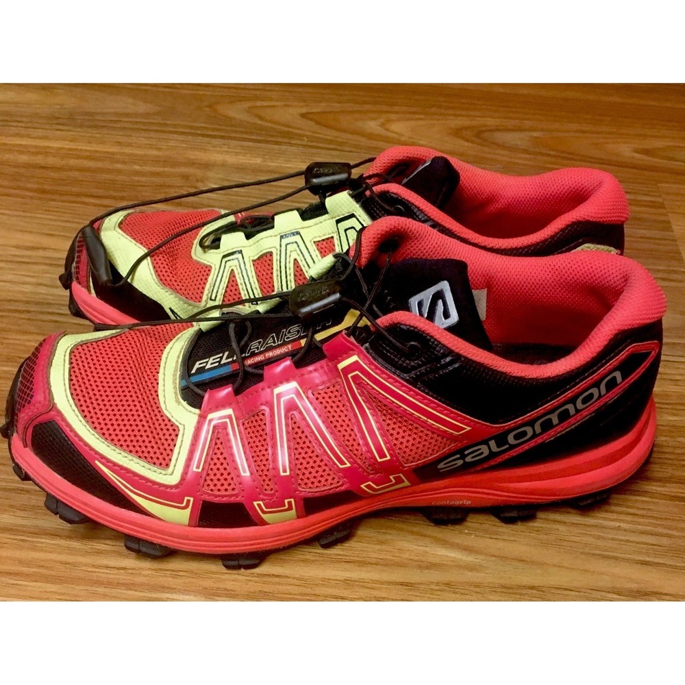Salomon Fellraiser Black Red Hiking Trainers Gym Comfort Women's Size 8.5 - Picture 2 of 16